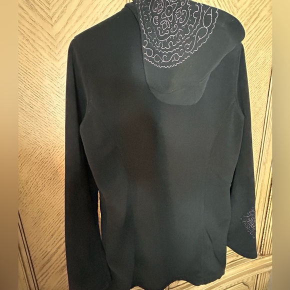 Athleta Women's Swara Fleece Hooded Embroidered Black Purple Jacket Size S - Picture 8 of 13